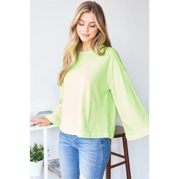 Boutique Tops - Neon Green Loose Long Sleeve Top